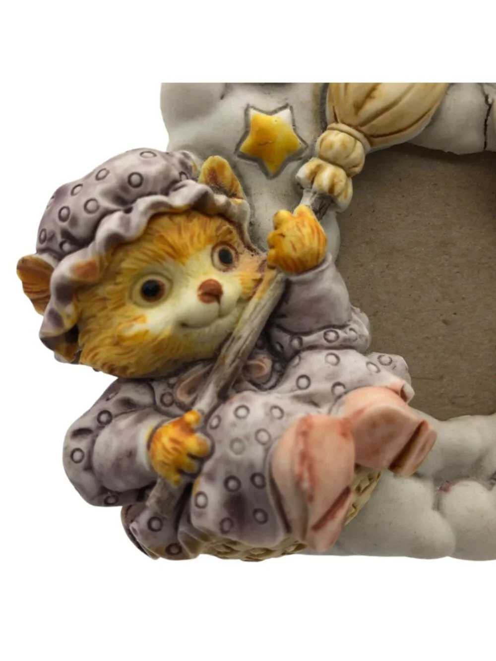 Vtg Sansco 3D Musical Photo Frame Kitty Anthropomorphic Moon Its A Small World